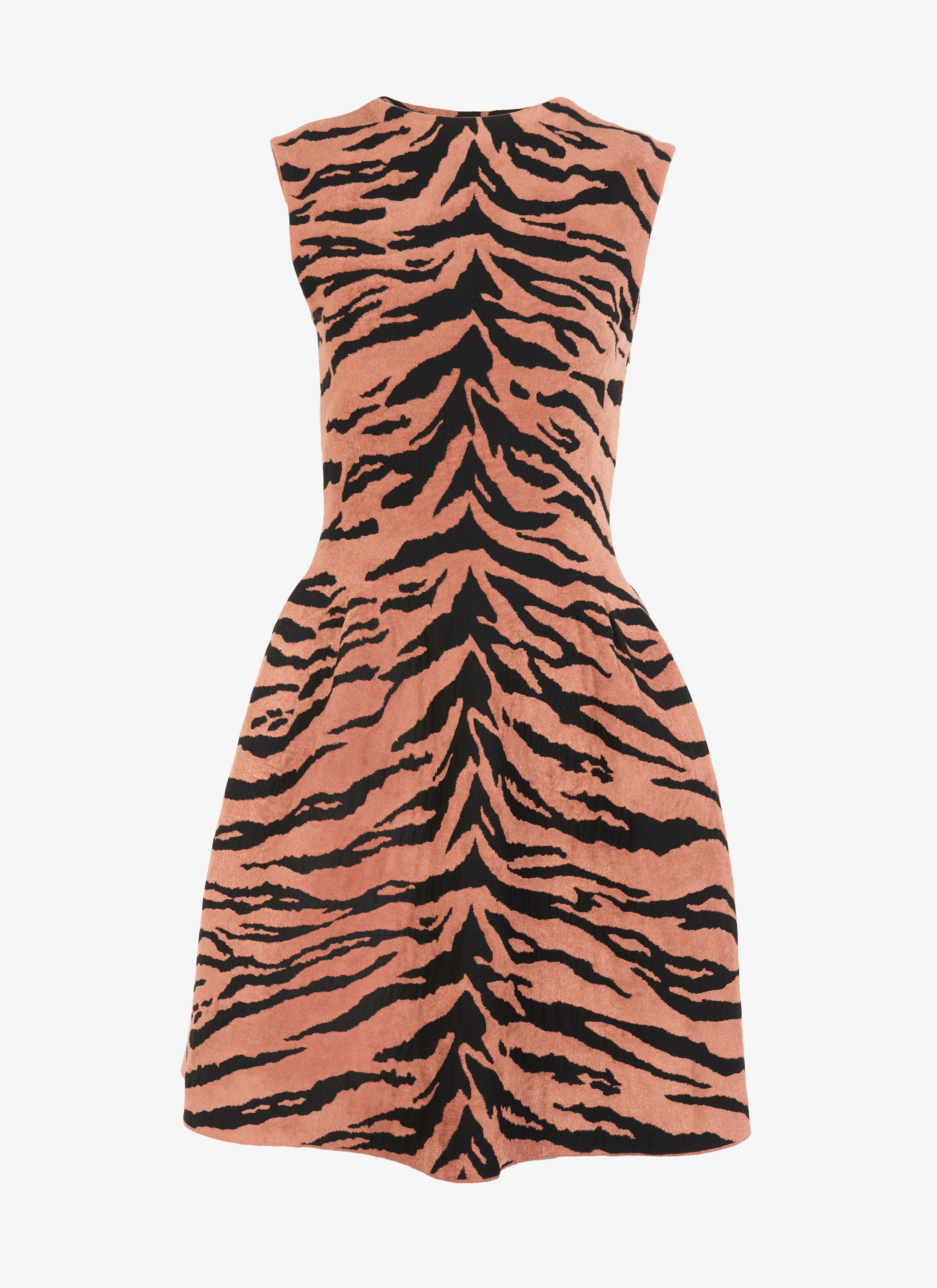 SLEEVELESS DRESS ZEBRA BLACK/BROWN SLEEVELESS DRESS ZEBRA BLACK/BROWN - maison-alaia.com